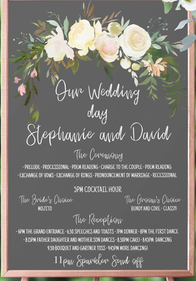 Free Editable Order Of Events Wedding Template Doc