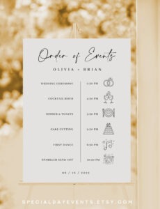 Free Editable Order Of Events Wedding Template Pdf Sample