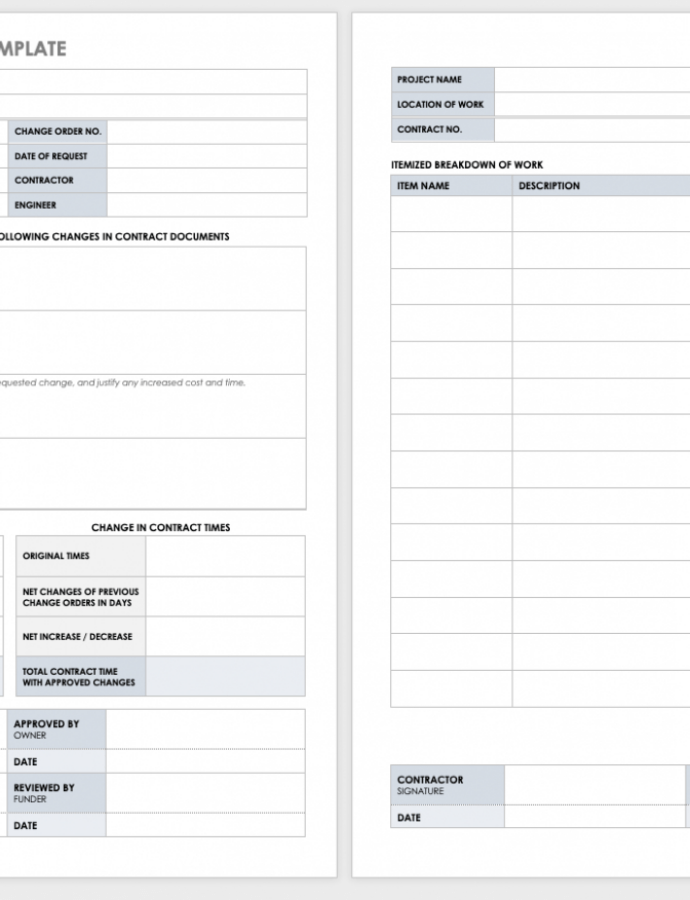 Deductive Change Order Template